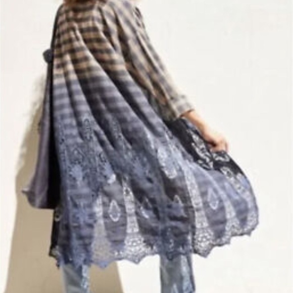 Free People Jackets & Blazers - FREE PEOPLE~WE THE FREE BILLE DUSTER  PLAID EMBROIDERY/LACE/ ~ MEDIUM NWOT $228.